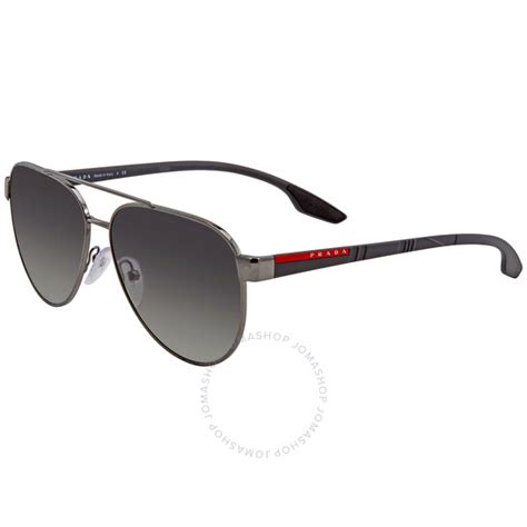 Prada Linea Rossa Grey Gradient Pilot Unisex Sunglasses 